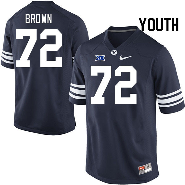 Youth #72 Joe Brown BYU Cougars College Football Jerseys Stitched Sale-Navy